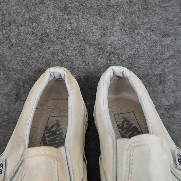 Vans Shoes Womens 7 Classic Slip On Sneakers Casual White Canvas Skate Trainers - Picture 3 of 11